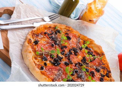 Olive Anchovy Pizza