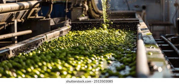 Olive cleaning process in modern oil mill - Powered by Shutterstock