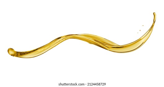 Olive or engine oil wave splashing isolated on white background - Shutterstock ID 2124458729