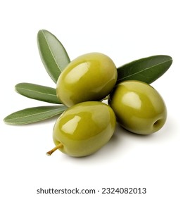 olive with leaf isolated white background