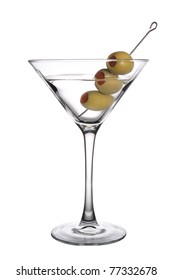 Olive Martini On A White Background