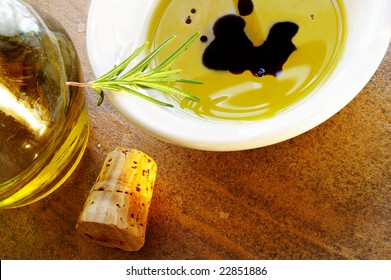 Olive Oil And Balsamic Vinegar With Rosemary