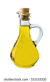 Olive Oil In A Bottle On White