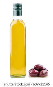 Olive Oil Bottle And Red Olives