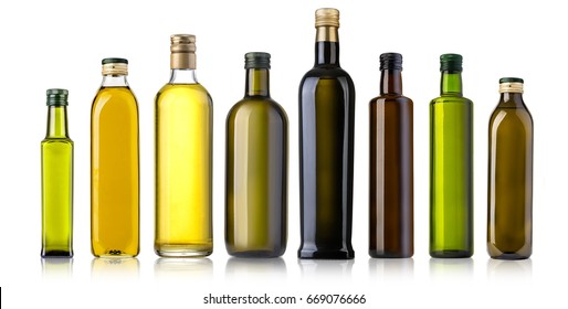 Olive oil bottles isolated on white background  - Shutterstock ID 669076666