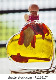olive oil in heart bottle