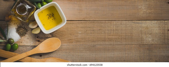 Olive Oil And Olives, Long Banner  Format