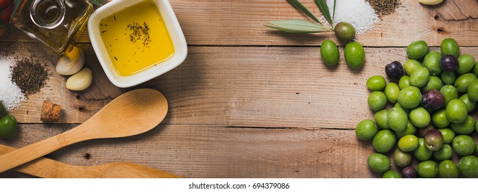 Olive Oil And Olives, Long Banner  Format