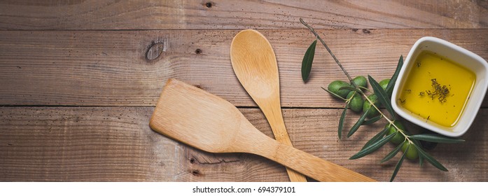 Olive Oil And Olives, Long Banner  Format