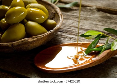 Olive Oil Over Spoon