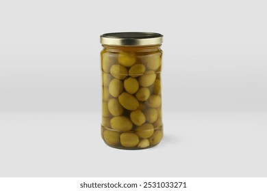 olive pickle jar mockup, jar of pickled vegetables preserved, canned greens, marinated greens, isolated on white background. jar of pickled olive. - Powered by Shutterstock