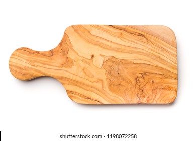 Olive Wood Cutting Board Isolated On White Background.