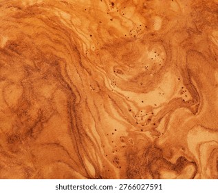 Olive Wood Texture Background, Solid Wooden Burr or Burl Pattern, Burled Wood Wallpaper, Bubinga, Afzelia Mockup with Copy Space