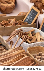 Olive Wood Utensils At A Flea Market