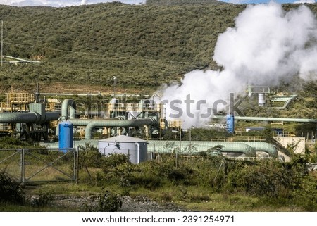 Olkaria I Geothermal Power Station in the Hell's Gate National Park, Kenya