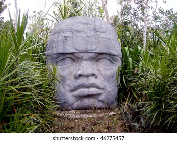 Olmec Head In Cozumel, Mexico