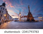Olomouc, Czech Republic. Cityscape image of downtown Olomouc, Czech Republic with Olomouc City Hall and Honorary  Holy Trinity Column at summer sunrise.