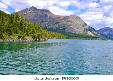 Olson Mountain and ripples across Upper Waterton Lake at Glacier National Park during Summer