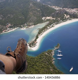 Oludeniz (Blue Lagoon) And Belcekiz Beaches Viewing From 2000 Feet On Paragliding