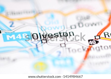 Olveston. United Kingdom on a geography map