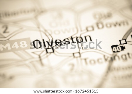 Olveston. United Kingdom on a geography map
