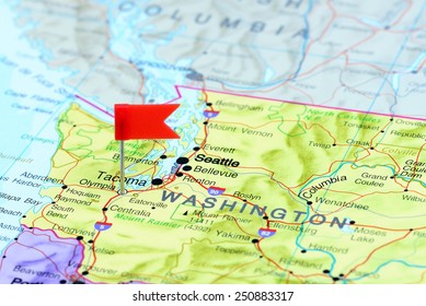 Olympia pinned on a map of USA 