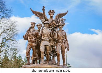 Olympia, Washington, USA - March 24, 2016: The Winged Victory Monument in Olympia, Washington, honors those who served in World War I.