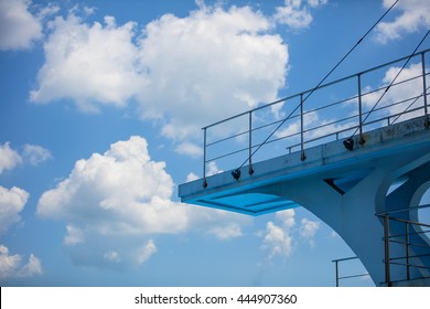 Olympic Diving Platform From The Side With A Blue Sky