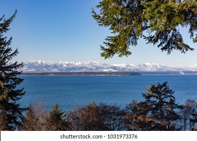 Olympic Mountain Range Over Juan De Fuca Straights