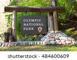 The Olympic National Park sign, near Lake Cushman, Hoodsport, Washington, USA.