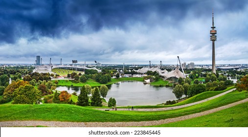 Olympic Park In Rainy Weather, Munich, Germany