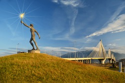 Olympic Runner Statue - Rio Antirio Bridge Patra Greece