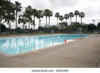 Olympic Size Blue Swimming Pool Neighborhood Background