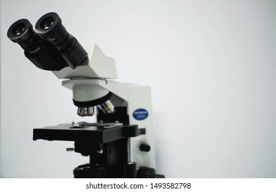 Olympus Brand Microscope With Blank Wall Background,sakon Nakhon Hospital,sakon Nakhon Province,thailand.-02 September 2019