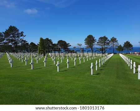 Omaha Beach cemetery on sunny day 