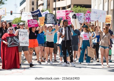 Omaha, NE USA 5-14-22 Residents gather in front of City Hall in Omaha to protest the recently-leaked opinion draft, which seeks to reject the 1973 decision which guaranteed abortion rights protection