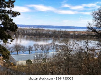 Omaha, Nebraska / United States 03 19 2019: Missouri River Flooding