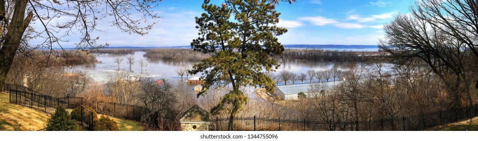 Omaha, Nebraska / United States 03 19 2019: Missouri River Flooding