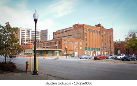 Omaha, Nebraska United States - October 25 2020: A large creamery building downtown 