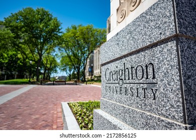 Omaha, Nebraska, US - 5.2022 - Entrance To Campus Of Creighton University.