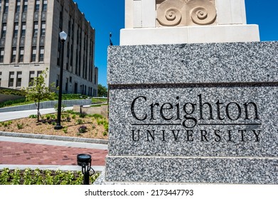 Omaha, Nebraska, US - 5.2022 - Entrance To Campus Of Creighton University.