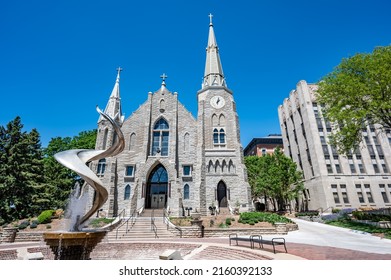 Omaha, Nebraska, US - 5.2022 - St. John's Parish Catholic Church On The Campus Of Creighton University.