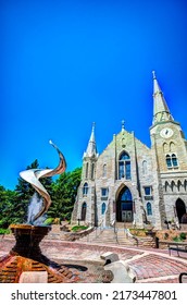 Omaha, Nebraska, US - 5.2022 - St. John's Parish Catholic Church On The Campus Of Creighton University.