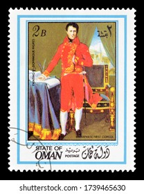 OMAN - CIRCA 1971 : Cancelled Postage Stamp Printed By Oman, That Shows Painting Of Napoleon Bonaparte By Dominique Ingres, Circa 1971.