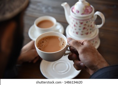 Omani Guy Having Karak Tea.