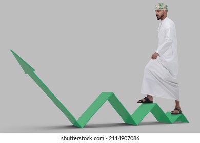 Omani Male Business Growth Arrow