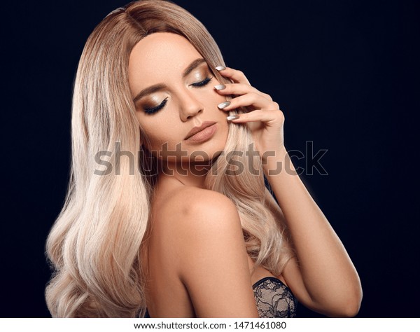 Ombre Blond Curly Hair Beauty Fashion Stock Photo Edit Now