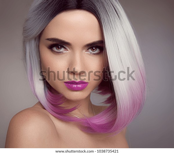 Ombre Blonde Bob Short Hairstyle Beautiful Stock Photo Edit Now