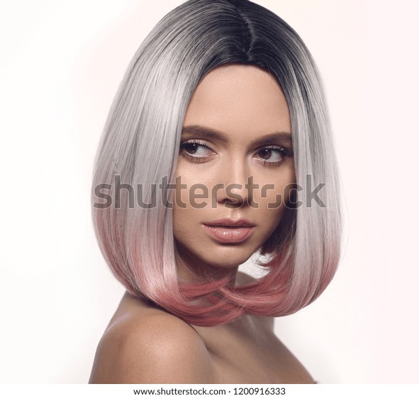 Ombre Bob Short Hairstyle Beautiful Hair Stock Photo Edit Now