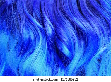 Ombre Hair Dying Black To Blue, With  Turquoise Highlights, Bright Vivid Colors, Such As Turquoise And Blue, Salon Advertising, Hair Texture